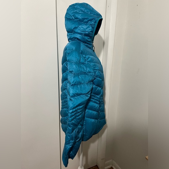 XERSION PACKABLE PREMIUM DOWN COAT Lightweight Hooded Puffer Zipper Aqua Blue L - Picture 4 of 10